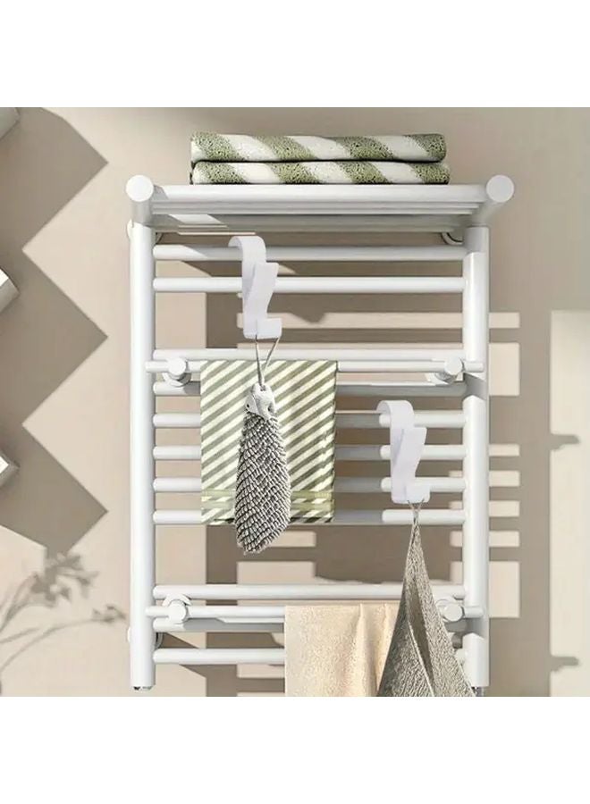 White Heated Towel Radiator Hooks 2pcs Space Saving Drying Rack For Bathroom Wardrobe - Image 3